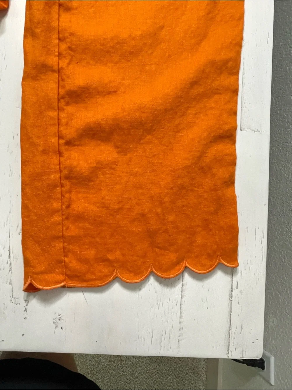 Reformation Orange Linen Scalloped Hem Ankle Pants Size 8